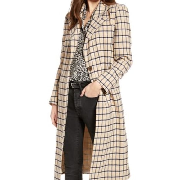 Something Navy Jackets & Blazers - Something Navy Tan Plaid Wool Blend Jacket Coat